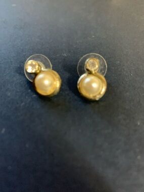 Gold-Tone Faux Pearl Stud Earrings - Classic Women Jewelry